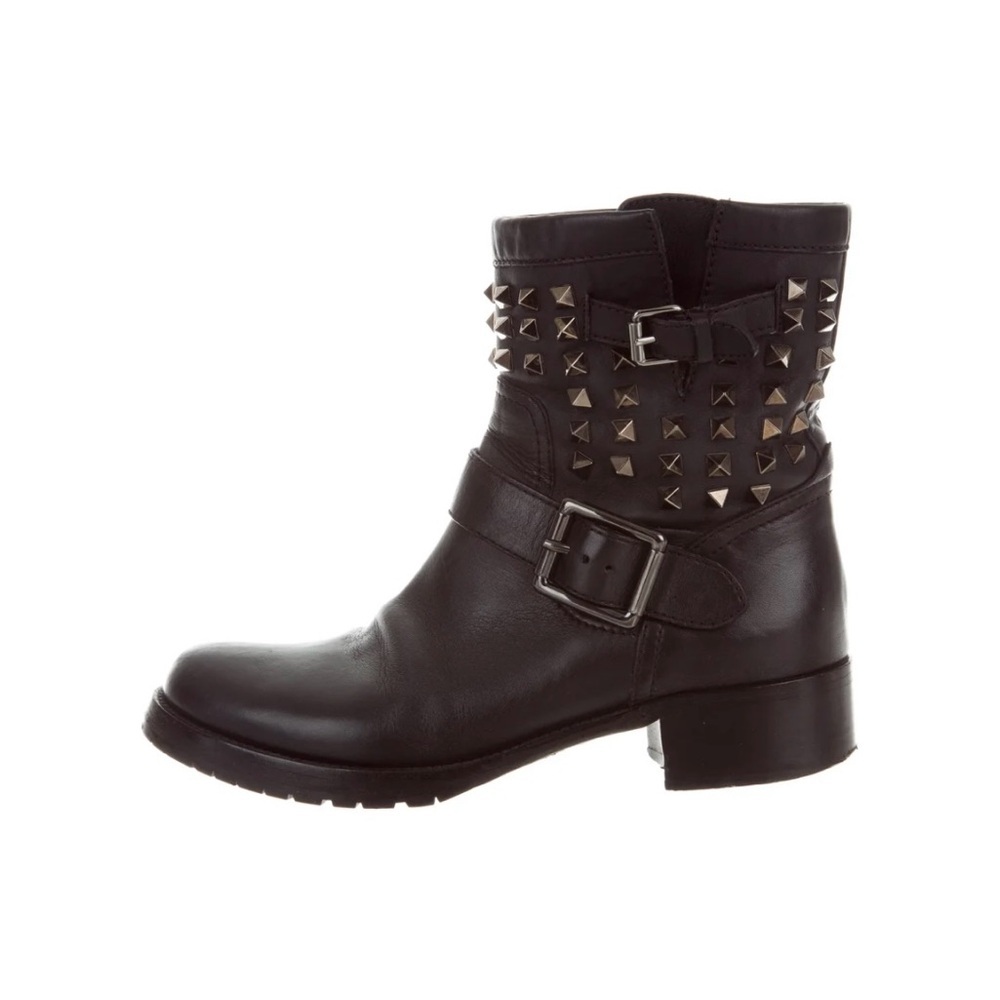 Valentino Garavani Black Leather Studded Ankle Boots
